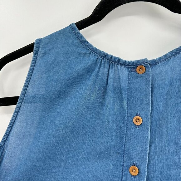 MADEWELL Blue Chambray Lightweight Riverback Button Back Sleeveless Blouse XS - Picture 7 of 7